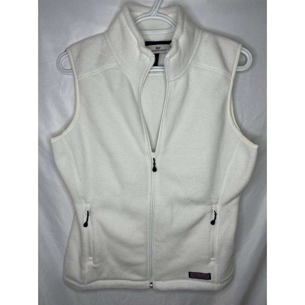 Vineyard Vines Womens Extra Small XS White Vest Marthas Vineyard Full Zip Fleece